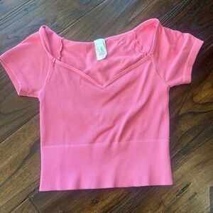 Nikibiki Pink Ribbed V-Neck Crop Top